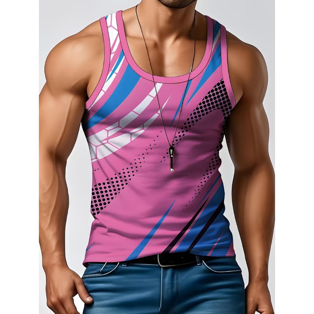 Stripe Plaid Tank Tops Fashion Men's Tops Tees Sleeveless Fitness Vest Harajuku Streetwear T-shirt