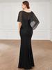 Ever-Pretty Women's Crewneck Chiffon Shawl Lace Bodice Mermaid Wedding Guest Dress Evening Dresses