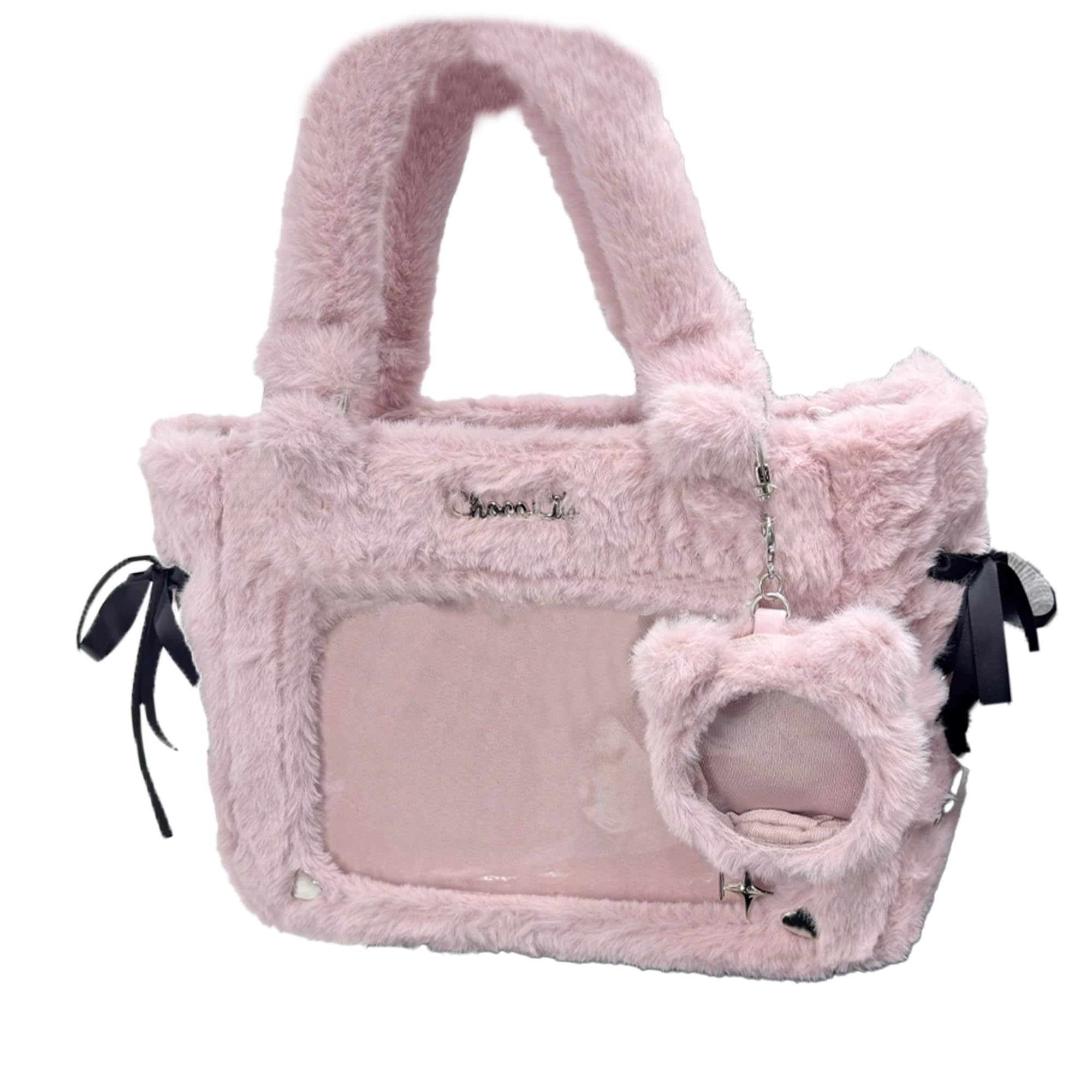 

Меховая сумка-ита с значком кошачьих ушек [Choco Lily] Чехол/Розовый [Б/у] розовый