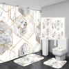 3D Marble Shower Curtain Set Non Slip Bath Rug Waterproof Bathroom  With Hooks Modern Style Toilet Lid Cover Home Decor