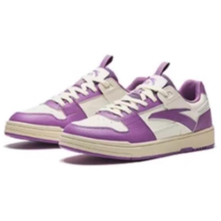 Anta Street Casual Slip-Resistant Lightweight Low-Top Sneakers Women sneakers White Purple 922448019-5