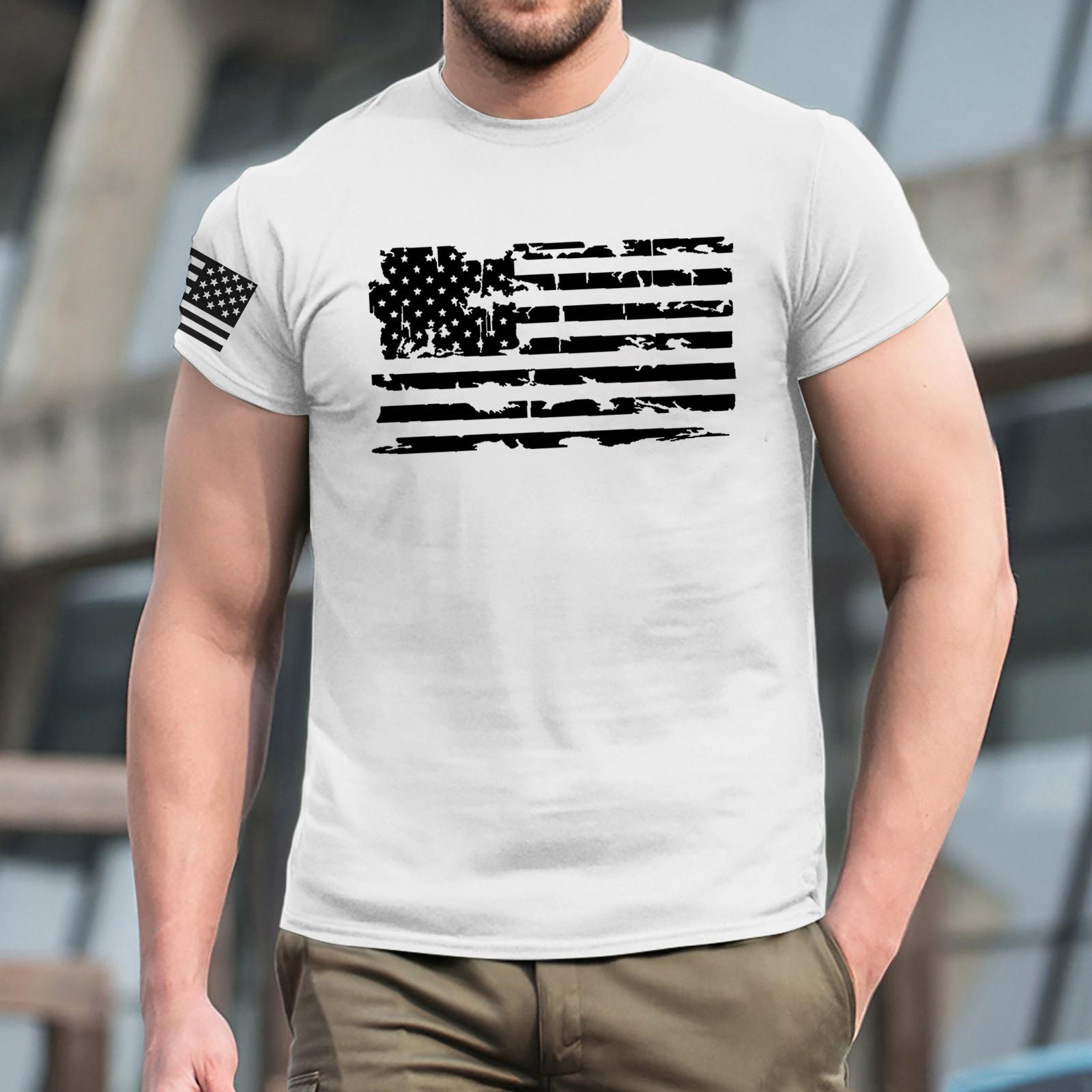 

Популярна літня чоловіча футболка з круглим вирізом і короткими рукавами M білий