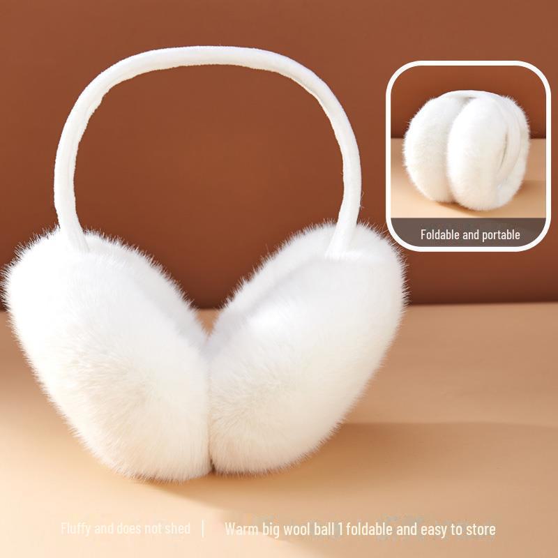Women's Winter White Plush Windproof Ear Muffs - Warm, Cold-Proof, Velvet-Lined, Anti-Freeze.