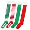 NEW Polyester Cotton Over Knee High Socks Striped Multi-color Christmas Hosiery Slim Long Socks Christmas