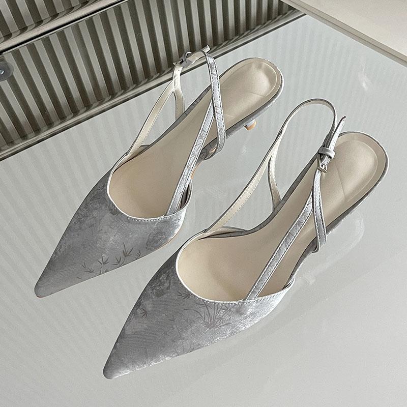 

Fashion Big Size 43 Fashion Pointed Toe Ladies Thin Heels Sandals Shoes Female Shallow Footwear Elegant Women Heeled Sandals Shoes 35 серый