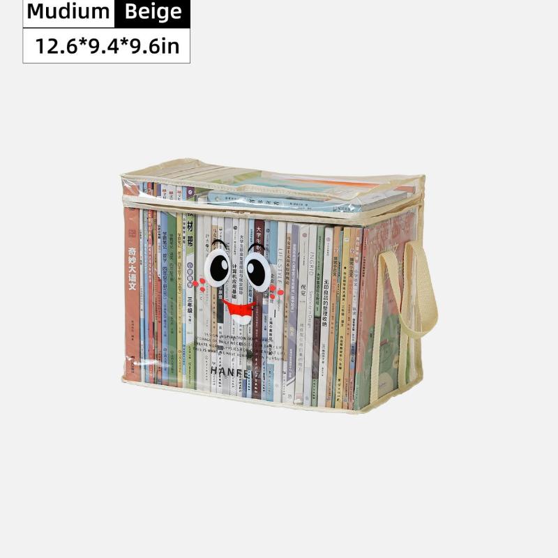 Transparent PVC Book Storage Box With Sturdy Handles And Large Capacity Perfect For Home Office School Dorm Storage