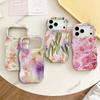 Super Fairy Women's French Oil Painting Wind Ins Watercolor Smudged Flower Film Wave Shell Suitable for Apple 11/11pro