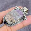 Natural Charoite, Blue Topaz Handmade 925 Sterling Silver Pendant 2.28" B5b72
