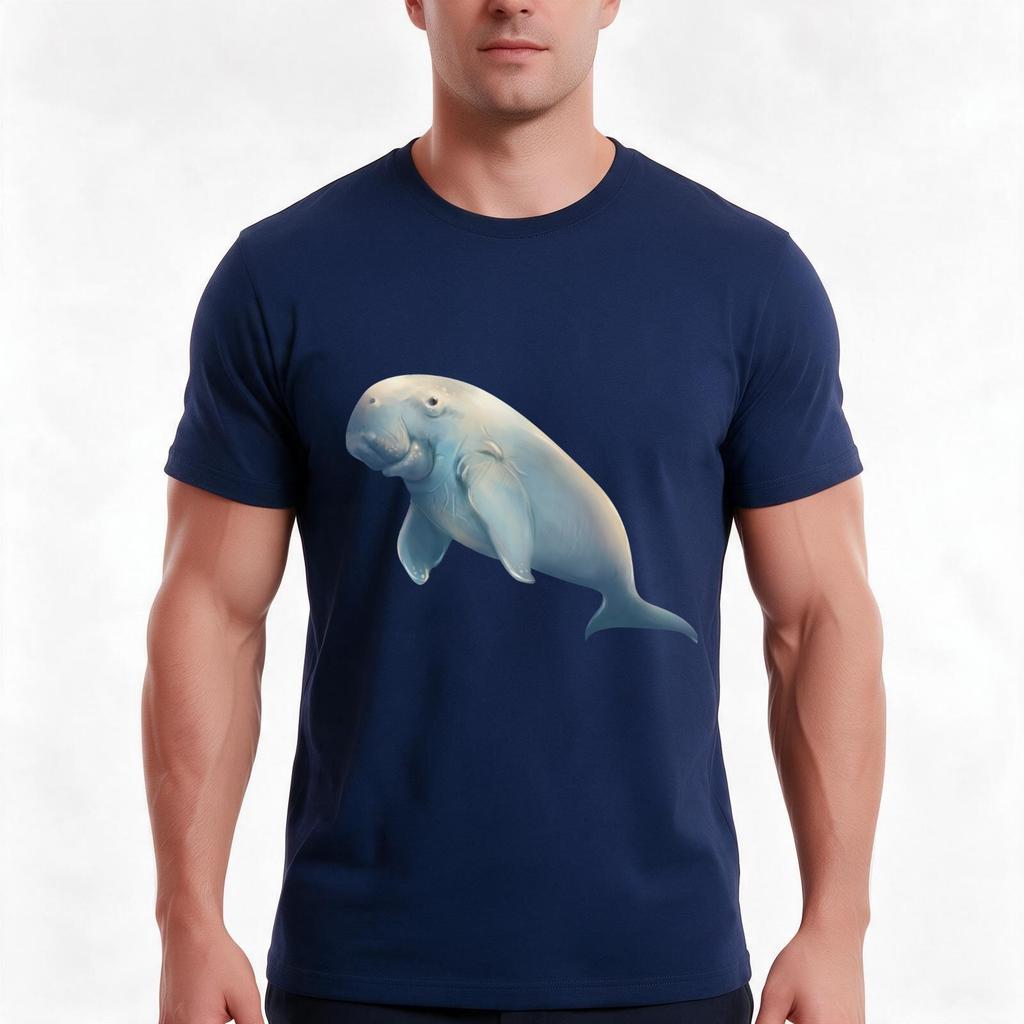Dugong Tshirt Summer Casual Cotton Tee Oversized Streetwear Tops Vintage Graphic Print Loose Fit Short Sleeve 100 Cotton