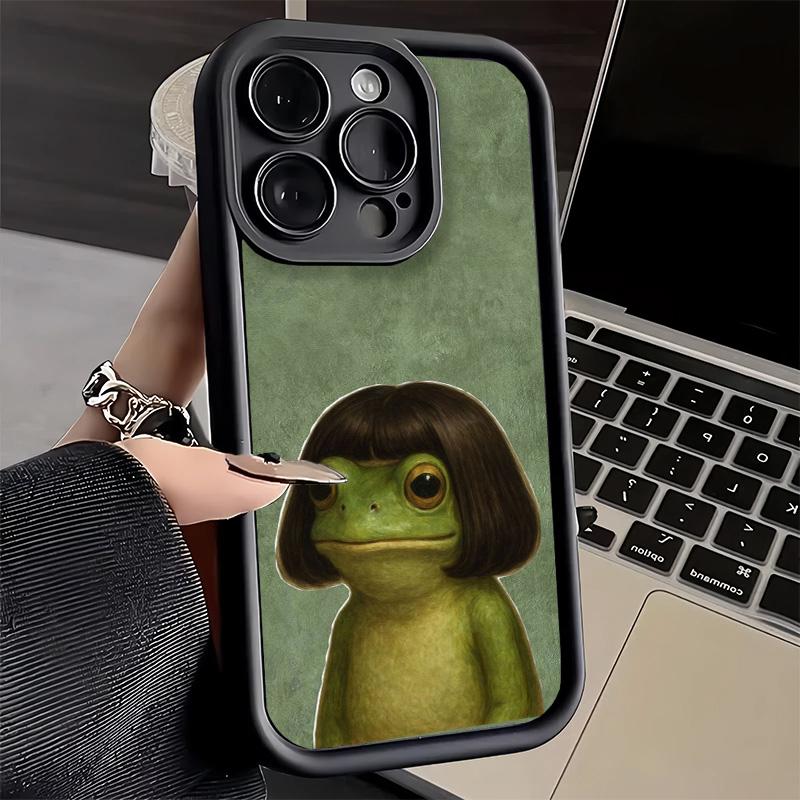 Phone Case for iPhone 17 Air 16E 15 16 Pro Max Cute Cartoon Frog Cover 14 Plus 13 12 Mini Soft Shell Silicone Fundas