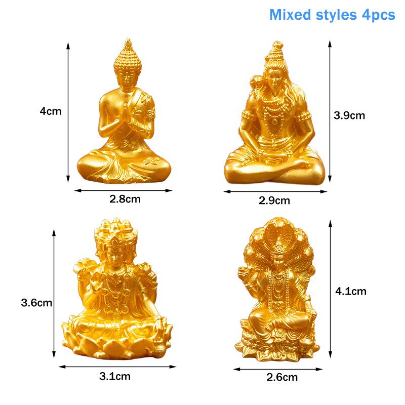 Tibetan Mini Buddha Statues Resin Handicraft Altar Desktop Decoration Miniature Ornament