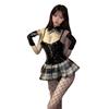 Sexuality Pure Desire Cosplay Seduction Glamour Patent Leather Hare Suspender Plaid Skirt