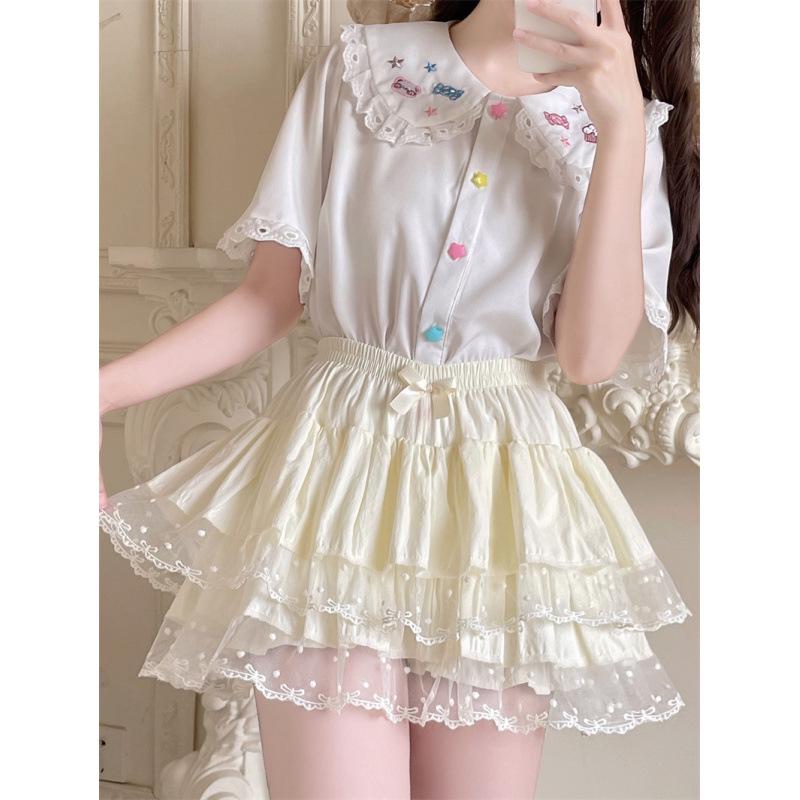 

Ballet Lace Trim High-Waist Puffy Skirt One Size