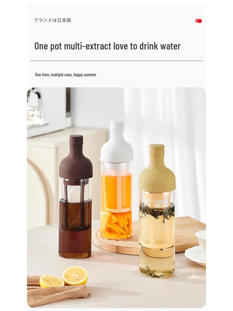 Wine Bottle Shaped Glass Kettle: High Borosilicate Glass for Cold Water, Hand Drip Coffee, or Fruit Tea with Strainer.