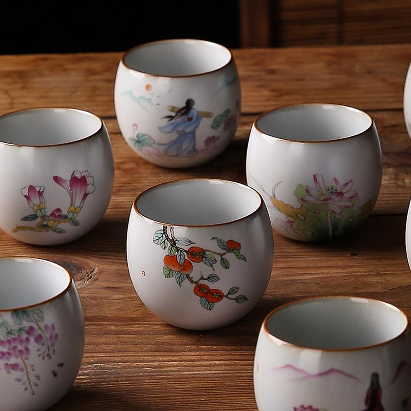 Personal Master Tea Cup Ru Kiln Crackle Glaze Essential Tool for Chinese Tea Ceremony Gongfu Tea Zen Home Use Handmade