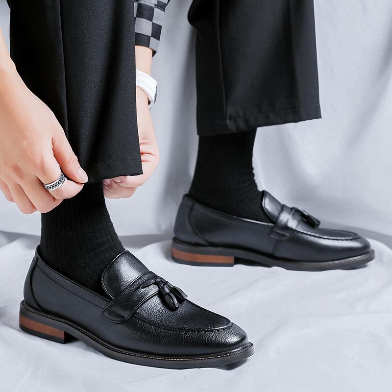 Autumn Fringed Loafers Men's Leather Shoes Men's British Platform Versatile Lazy Shoes Foot-fitting Men's Leather Shoes 24302-R