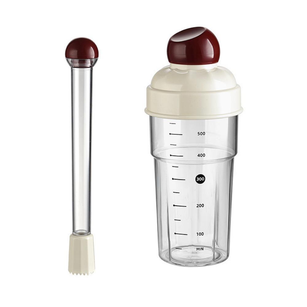600ML Cocktail Mixer Cup Portable BPA-Free Drink Hand-Shake Mixer Broken Popsicles Transparent Scale Shake Cup Muddler Set