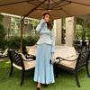 2025 Autumn/Winter European & American Elegant Tie-Up Top & Ruffled Skirt Women's Set