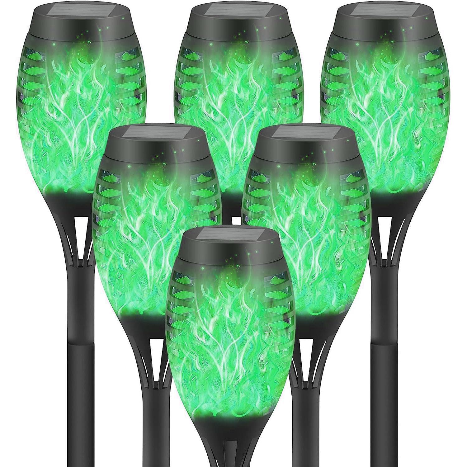 Солнечный светодиодный факел для украшения сада и ландшафта зелёный