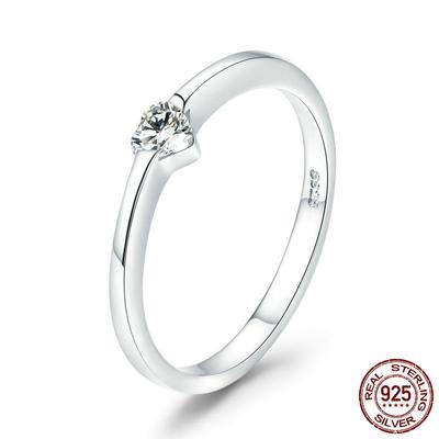 S925 Sterling Silver Temperament Women's Ring New Original Heart-shaped Diamond Simple Ring
