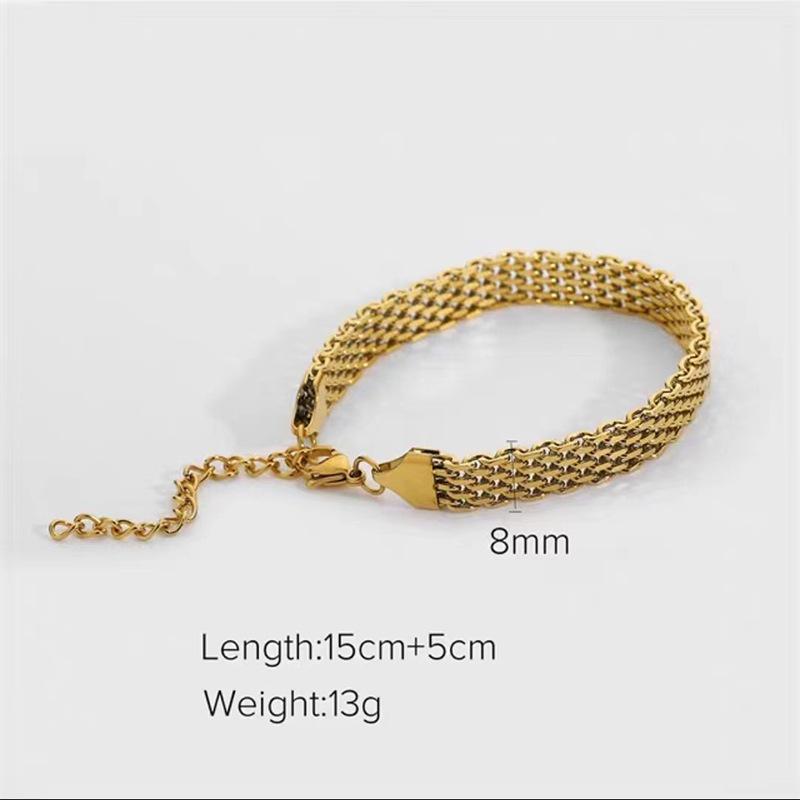 Stainless Steel Exaggerated Personality Gold Color Hollow Woven Snake Bone Chain Bracelet for Women Charm Trend Thick Jewelry