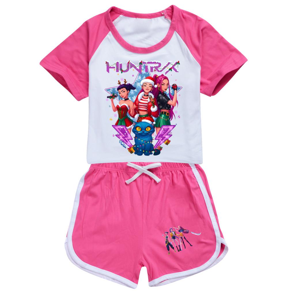 5088 Kids Girls Christmas POP Rumi Zoey Mira Print T-shirt Shorts Sport Tracksuit Clothes Set