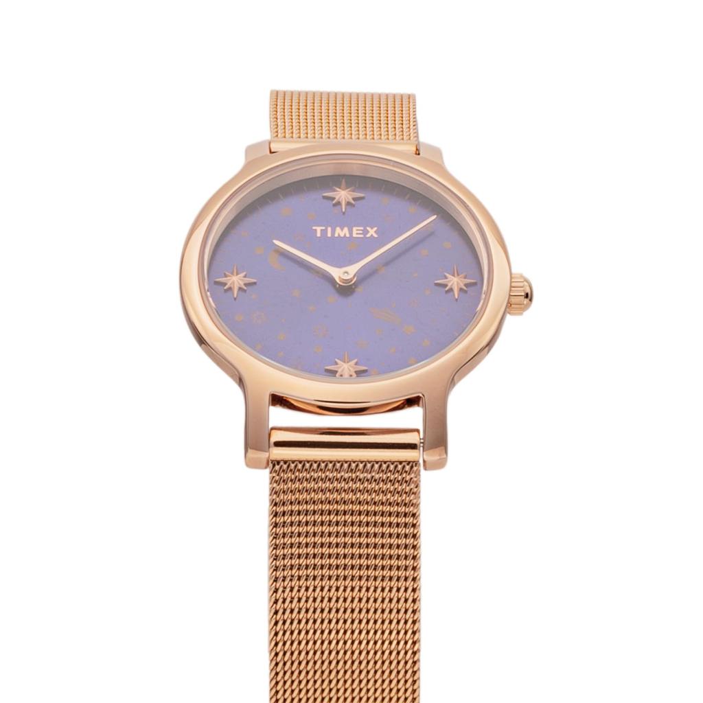 Timex Watch CELESTIAL Navy Dial Brass Mineral Glass Quartz 31MM American Watch Brand TW2W21400 Unisex Pink Gold [TIMEX] [Item]
