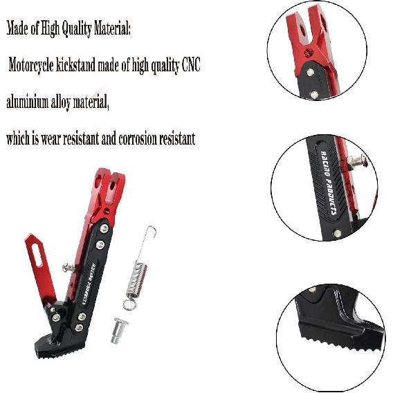 Universal Motorcycle Kickstand Accessories Motor Scooter Modified CNC Aluminum Alloy Adjustable Tripod Holder Kickstand Foot Side Support Stand Motor