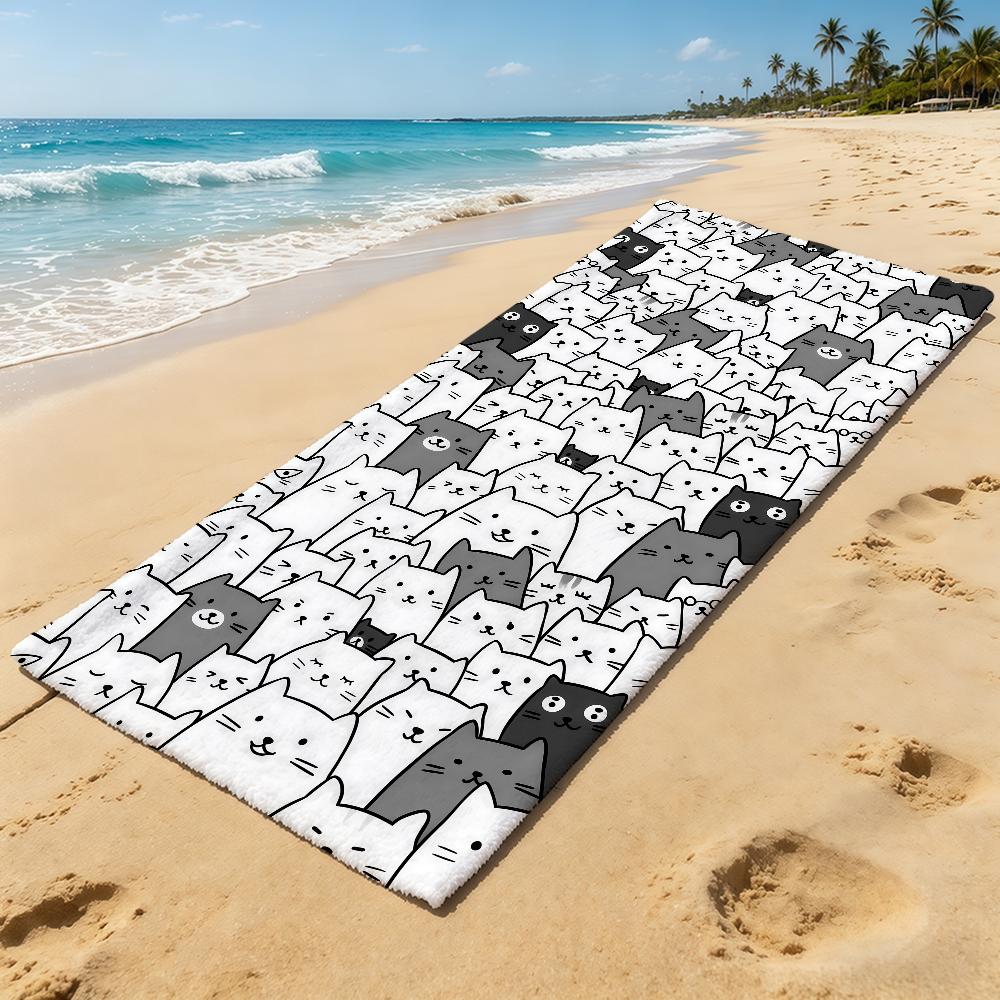 Towel For Outdoor Camping Beach Towel Cat Super Absorbent Quick-Drying Summer Cartoon Cute Towel