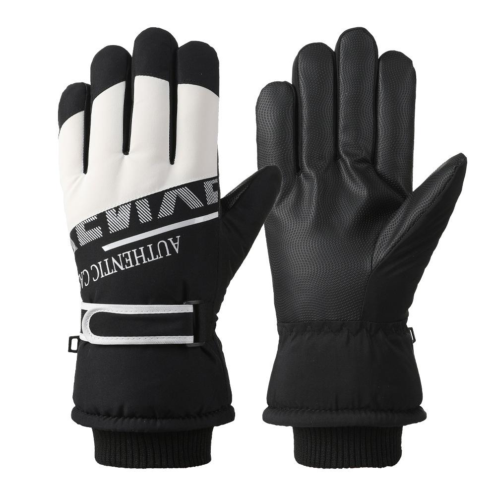 Ski Gloves for Men and Women Outdoor Winter Thickened Windproof Water Splashing Cold and Velvet Touch Screen Riding Warm Gloves