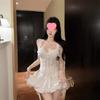 With chest pads, heavy industry lace sling vest, women's one-word shoulder tube top, bottom and fishbone bra inside.