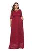 Plus Size Women's Four Seasons Bridesmaid Dress Banquet Annual Meeting Lace Pocket Dress