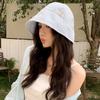 Plaid bucket hat women's summer sunshade sunscreen basin hat big head circumference showing small face versatile casual sun hat