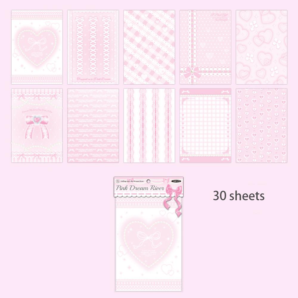 

30 sheets of materials for the Falling into the Dream River series,sweet lace hand tent base and background paper