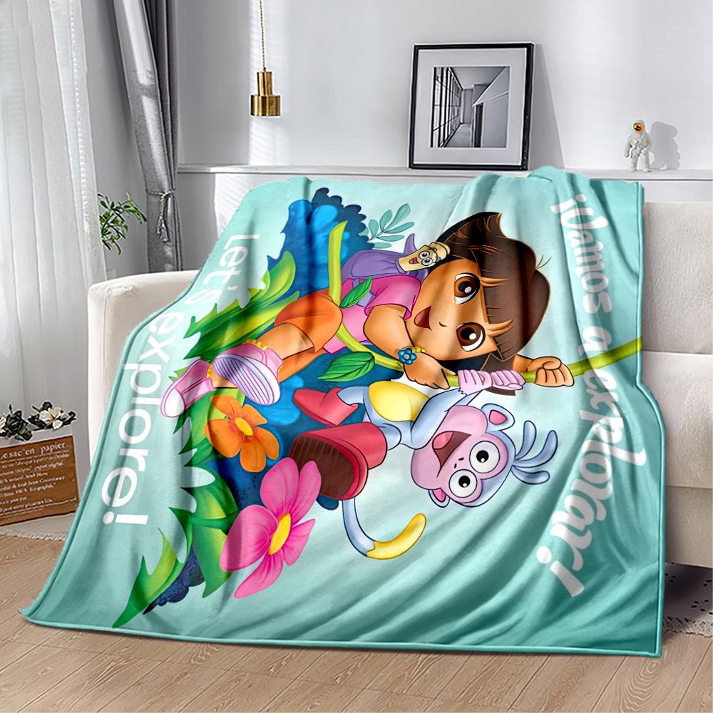 Dora Explorer Blanket Soft Warm Cozy Perfect for Bedding Chair Office Four Seasons Universal Modern Style Unique Gift for Family and Friends Camping