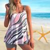 Damen-Badeanzug mit Schultergurt und Blumendruck, Bikini, kurzer Tank-Top-Badeanzug
