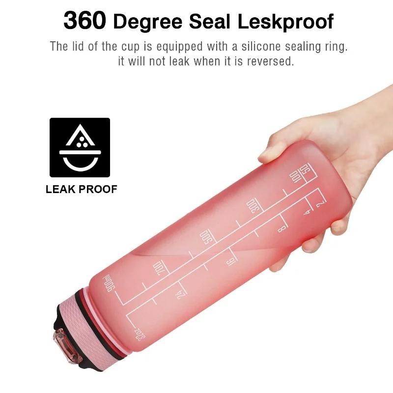 1 Liter Sport Water Bottle Motivational Water Bottle Leakproof Bottles Drinking Outdoor Travel Gym Fitness Jugs for Kitchen Cups
