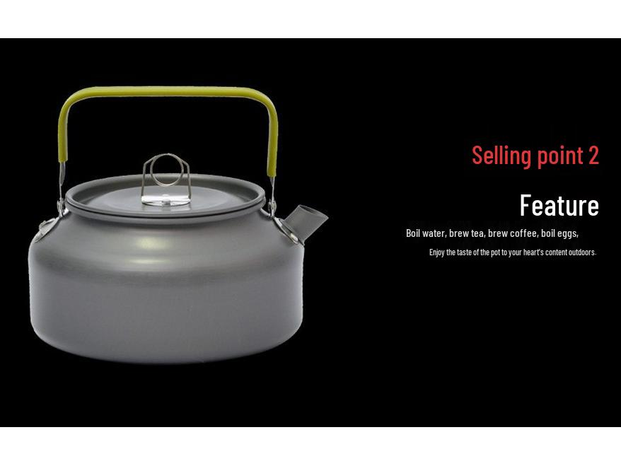 1.2L Anodized Aluminum Outdoor Kettle - Portable Teapot for Camping, Picnic & Fishing