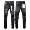 Mens Slim Fit Jeans Punk Style Distressed Printed Denim Pants Teens Casual Wear