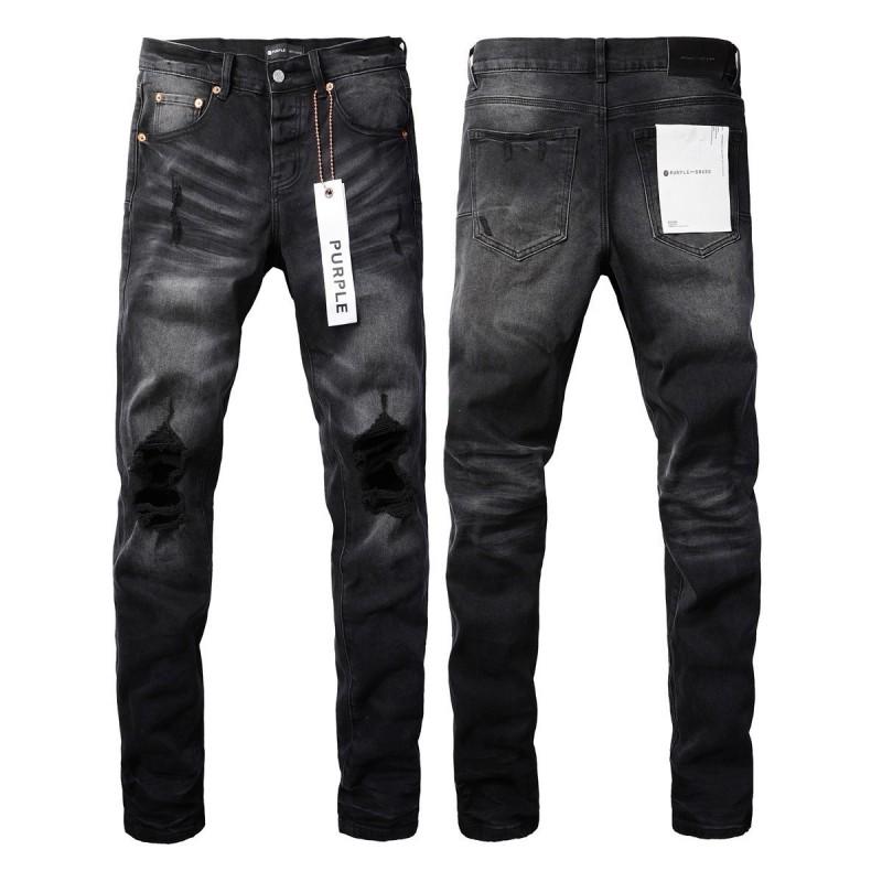 Mens Slim Fit Jeans Punk Style Distressed Printed Denim Pants Teens Casual Wear