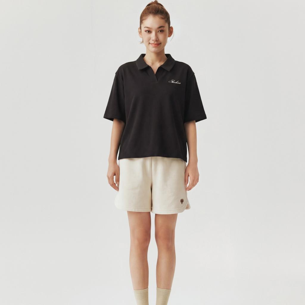 Skechers Breathable Solid Color Fitted Short Sleeve Polo Shirt Women tops L126W029-0018