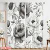 2pcs,2D Plane Printing Curtains Digital Printed Monochrome Blooms Versatile Durable Polyester (without Rod) Festive Perfect for