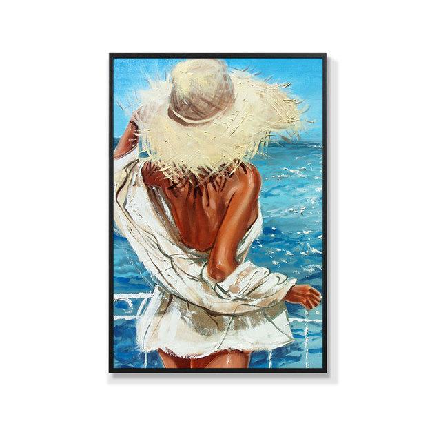 Modern Abstract Sexy Woman Posters Prints Beach Swimming Wall Art Picture Canvas Painting for Living Room Home Aesthetic Decor
