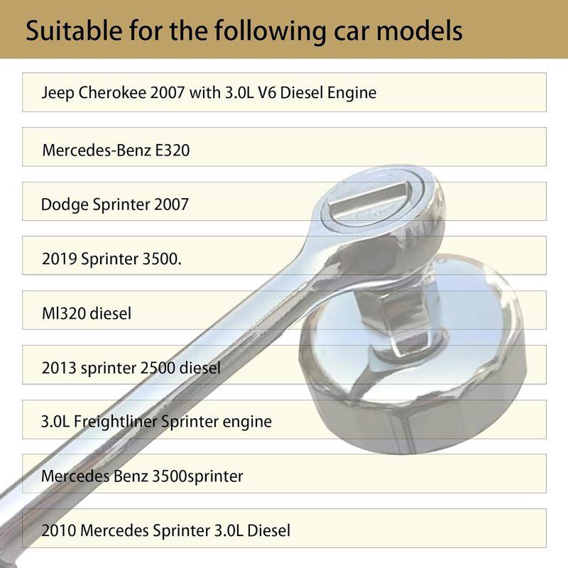 Mreoocar 14Flutes Oil Filter Wrench for Sprinter Jeep and Dodge Oil Filter Cap Socket Removal Tool for Changing Oil