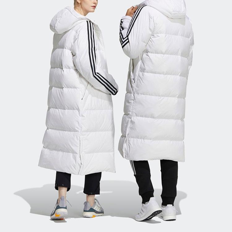 adidas 3ST Long Coat Outdoor Sports Hooded Stay Warm Down Jacket White Unisex H20762