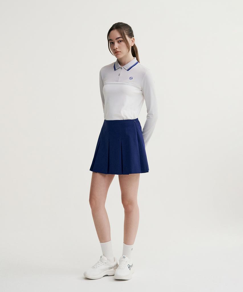SERGIO TACCHINI W Preppy Wide Pleated Skirt (Navy)
