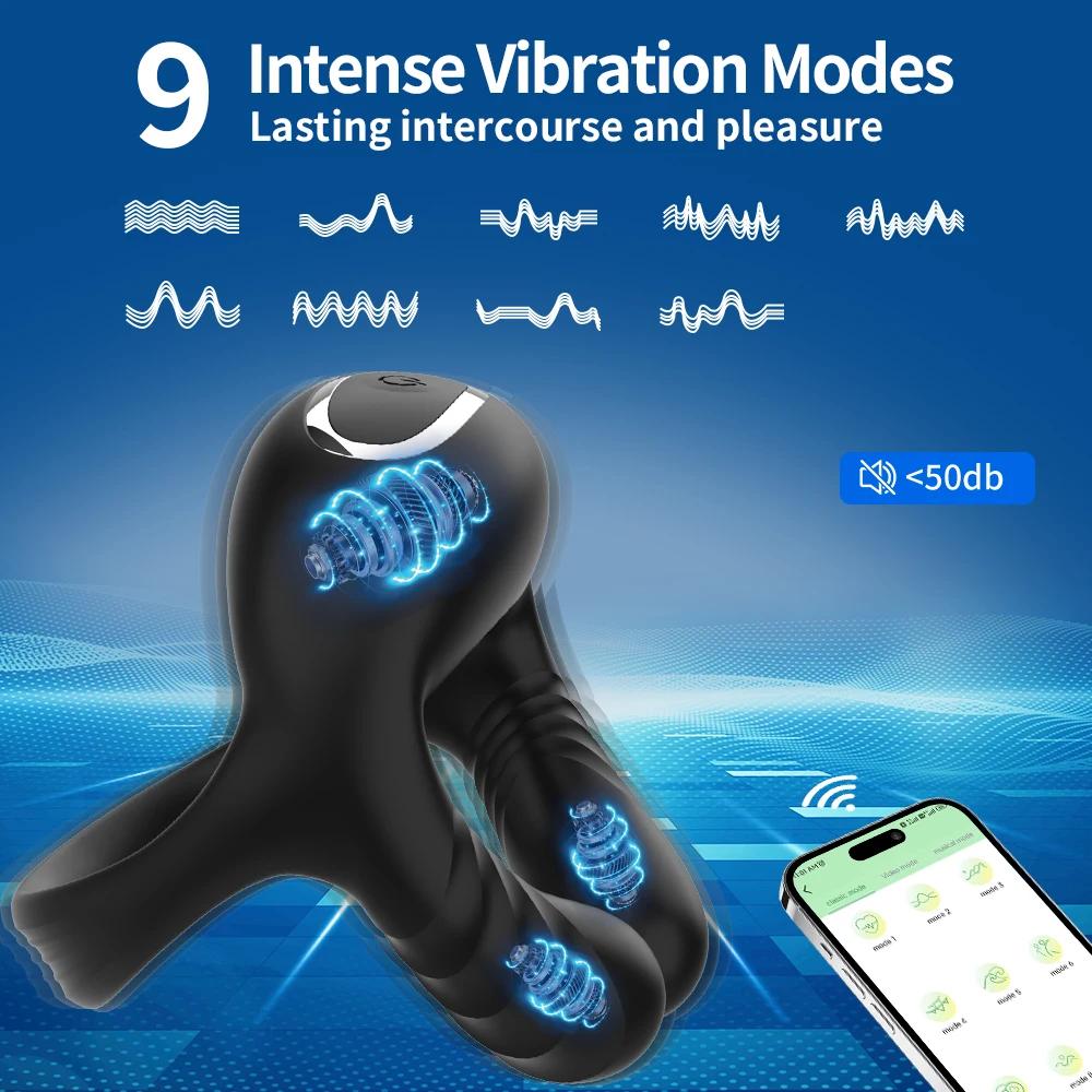 Penisring mit Bluetooth-Fernbedienung und Vibrationsfunktion, verzögerte Ejakulation, Penisring-Vibrator, Sexspielzeug für Erwachsene, Masturbator für Männer