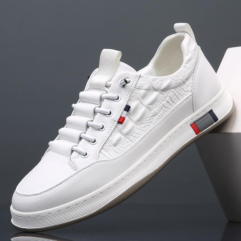 

Cowhide white shoes men s spring breathable men s shoes genuine leather 2025 new trend versatile platform casual board shoes men 44 белый