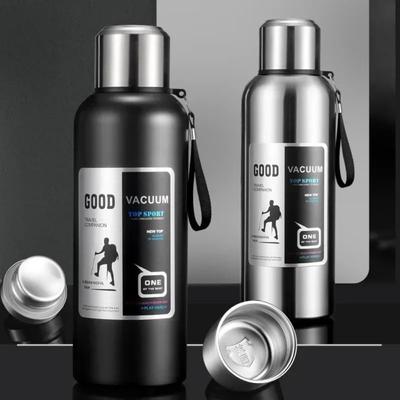 Bouteille isotherme en acier inoxydable de 2 L, grande capacité, idéale pour les voyages, la randonnée et l'escalade
