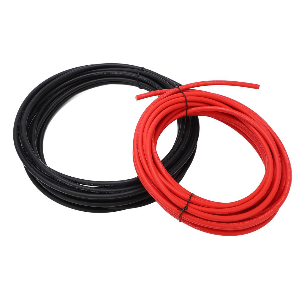 2 Pcs Solar Panel Wire XLPE Sleeve Tinned Copper Dual Insulation Temperature Resistance Solar PV Cable 6mm² 20m 65.6ft